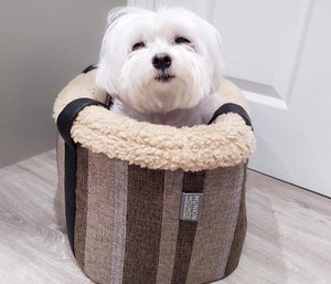 RAYA - Stripe Linen Fleece Lined Dog Bag Carrier
