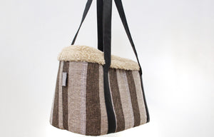 RAYA - Stripe Linen Fleece Lined Dog Bag Carrier